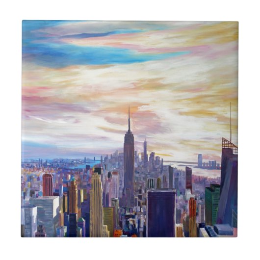 NYC Panorama met Chrysler en Empire State Tegeltje (Voorkant)