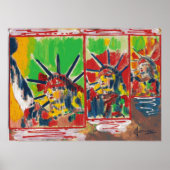 NYC Peter Max stijl 3 vrijheden 9-11 ondertekend P Poster (Voorkant)