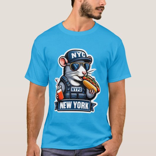 NYC RAT HET ETEN VAN EEN HETE HOND T-SHIRT (Voorkant)