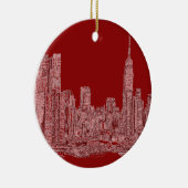NYC Red-afbeelding Keramisch Ornament (Rechts)