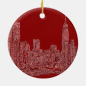 NYC Red-afbeelding Keramisch Ornament (Achterkant)