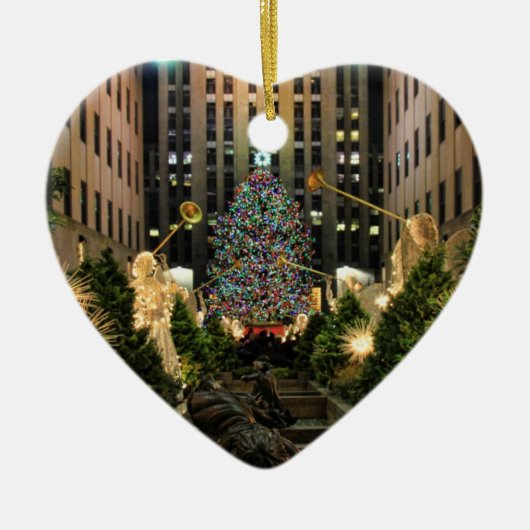 NYC Rockefeller Center kerstboom, Angels H Keramisch Ornament (Voorkant)