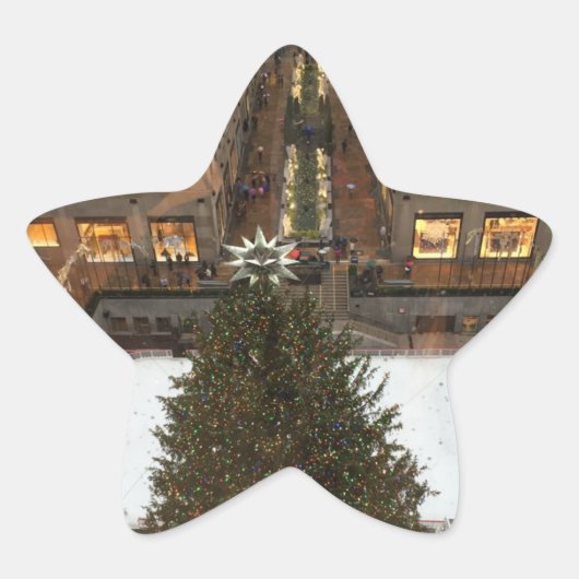 NYC Rockefeller Center Kerstboom Schaatsbaan Ster Sticker (Voorkant)