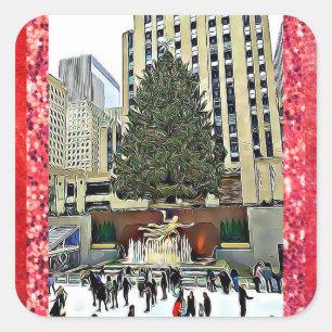NYC Rockefeller Centrum IJsbaan Sticker