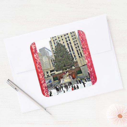 NYC Rockefeller Centrum IJsbaan Sticker (Envelop)