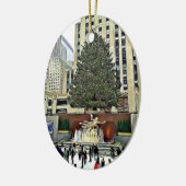 NYC Rockefeller Tree Skin-kerstmis Keramisch Ornament (Links)