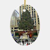 NYC Rockefeller Tree Skin-kerstmis Keramisch Ornament (Voorkant)