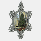 NYC Rockefeller Tree Skin-kerstmis Tin Sneeuwvlok Ornament (Links)