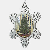 NYC Rockefeller Tree Skin-kerstmis Tin Sneeuwvlok Ornament (Rechts)