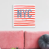 NYC | Rood, wit en blauw ontwerp Canvas Afdruk (Insitu (Woonkamer))
