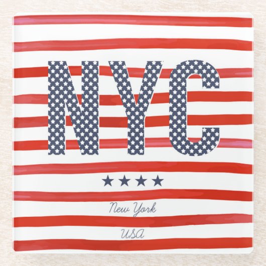 NYC | Rood, wit en blauw ontwerp Glazen Onderzetter (Voorkant)