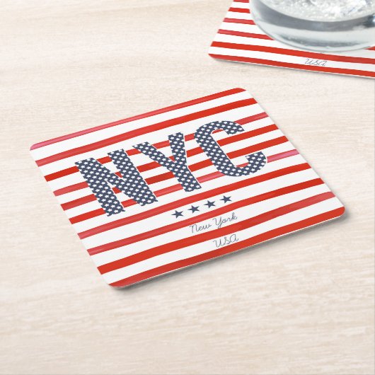 NYC | Rood, wit en blauw ontwerp Kartonnen Onderzetters (Schuin)