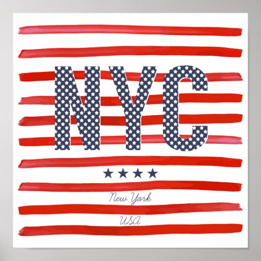 NYC | Rood, wit en blauw ontwerp Poster (Voorkant)