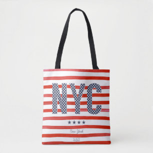 NYC   Rood, wit en blauw ontwerp Tote Bag
