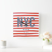 NYC | Rood, wit en blauw ontwerp Vierkante Klok (Huis)