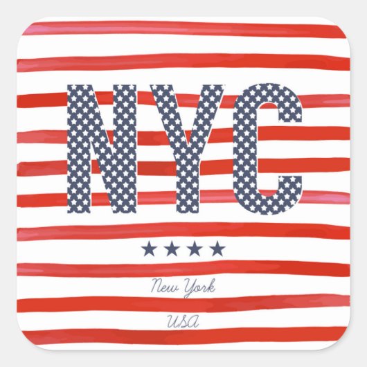 NYC | Rood, wit en blauw ontwerp Vierkante Sticker (Voorkant)