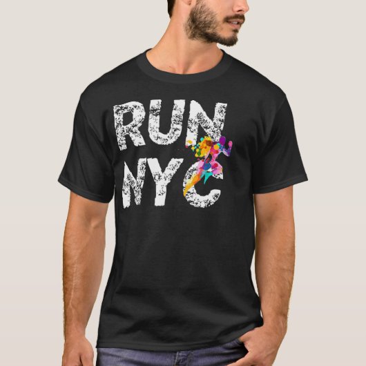 NYC Running man New York Runner Shirt Run Marathon (Voorkant)