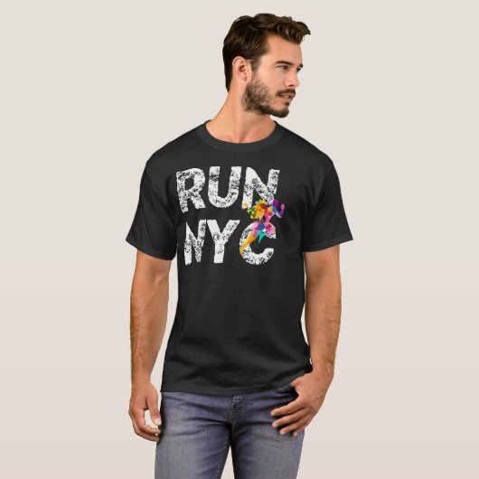 NYC Running man New York Runner Shirt Run Marathon (Voorkant volledig)