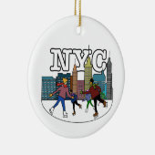 NYC schaatsen Keramisch Ornament (Rechts)