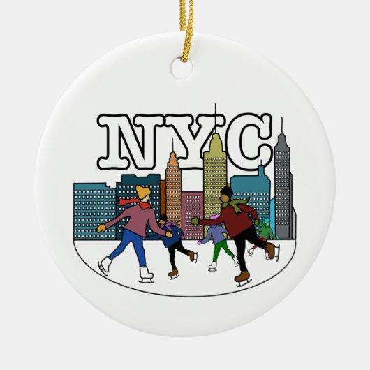 NYC schaatsen Keramisch Ornament (Voorkant)