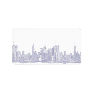 NYC schets in lichtblauw Etiket