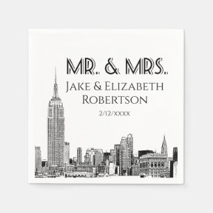 NYC Silhouet 01 Ets DIY BG Kleur Trouw Mr Mevrouw  Servet