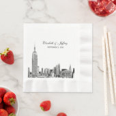NYC Silhouet 01 Geëtst DIY Achtergrond Kleur Bruil Servetten (Insitu)