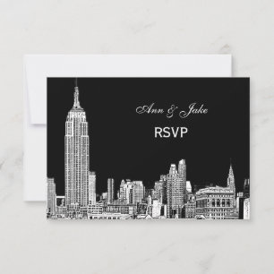 NYC Silhouet 01 Geëtst DIY BG Kleur RSVP #2 Kaartje