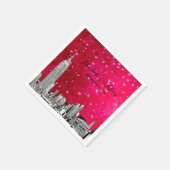 NYC Silhouet 01 Gegraveerd Heet Roze Rood Hart Servetten (Hoek)