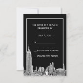 NYC Silhouet 01 Gegraveerde RSVP #2 Kaartje (Achterkant)