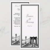 NYC Silhouet Brooklyn Bridge #2 Menu Bruiloftseten (Voorkant / Achterkant)