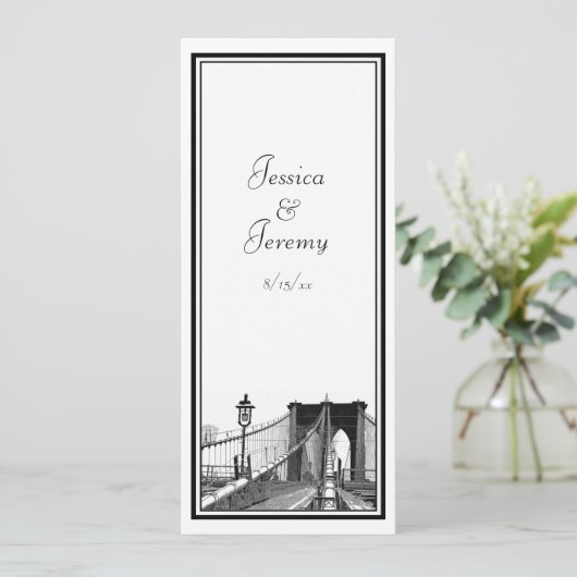 NYC Silhouet Brooklyn Bridge #2 Menu Receptie (Staand voorkant)