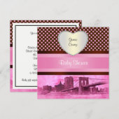 NYC Silhouet Brooklyn Bridge Boot 3U Baby Shower Kaart (Voorkant / Achterkant)