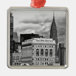 NYC Silhouet: Chrysler Building, Flatiron, Citi BW Metalen Ornament