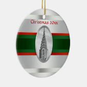 NYC Silhouet: Chrysler Building Kerstmis #3W Keramisch Ornament (Rechts)