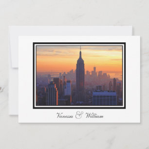 NYC Silhouet: ESB Oranje Zonsondergang Trouw Uitno Kaart
