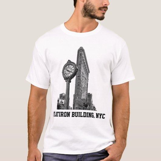NYC Silhouet: Flatiron Building & Klok T-shirt (Voorkant)