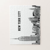 NYC Silhouet Gegraveerd 01 Legpuzzel (Verticaal)