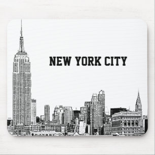 NYC Silhouet Gegraveerd 01 Muismat