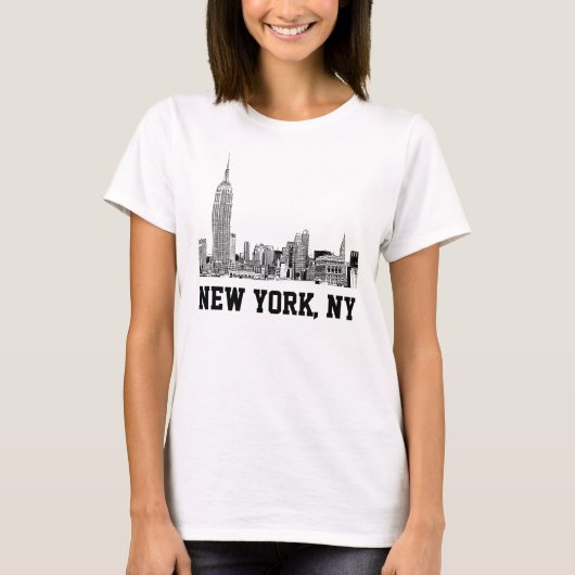 NYC Silhouet Gegraveerd 01 T-shirt (Voorkant)