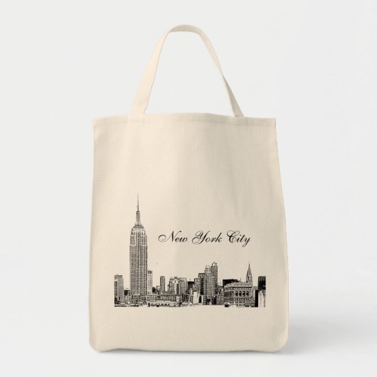 NYC Silhouet Gegraveerd 01 Tote Bag (Voorkant)