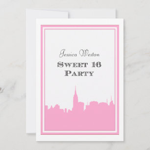 NYC Silhouet Roze #2 doe-het-zelf Sweet 16 Kaart