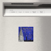 NYC Silhouet van de Skyline Blauwe Ster Save Date Magneet (Insitu (Vaatwasser))