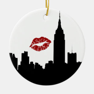 NYC Silhouet van de Skyline, Empire St Bldg #1 Kus Keramisch Ornament