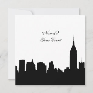 NYC Silhouet van de skyline, ESB #1 BW SQ2 Uitnodi Kaart