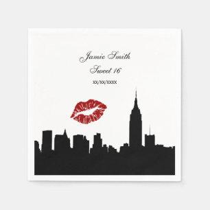NYC Silhouet van de skyline, kus ESB #1 BW Servet
