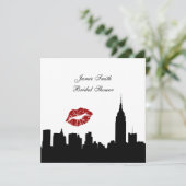 NYC Silhouet van de skyline, kus ESB Bruidsdouche Kaart (Staand voorkant)