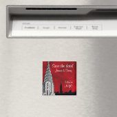 NYC Silhouet van de Skyline Rode Ster Save Date Ma Magneet (Insitu (Vaatwasser))