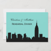 Nyc Silhouet van de Stad Rehearsal Dinner #F Kaart (Achterkant)