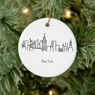 NYC Silhouet van New York Illustratie Keramisch Ornament